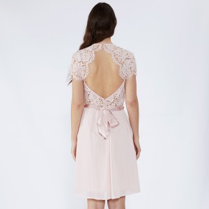 Bowknot Pink Formell Snör Casual Women Dresses Party Wear JCGJ190315082