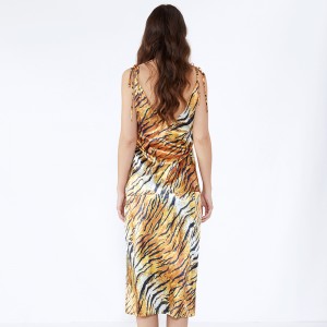 Leak Back Tiger Stripe Party Dresses Prom Casual Damklänning