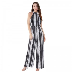 Streak Printed Halter Neck Plus Storlek Jumpsuit for Fat Women JCGJ190315072