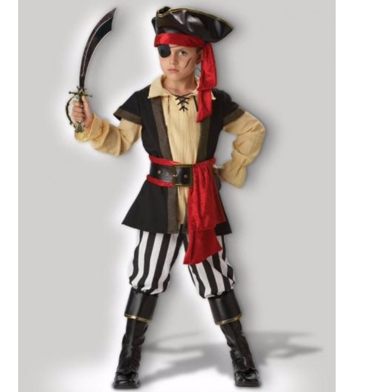 Pirate Cosplays Scoundrel Teen Boy Halloween Kostymer Black Red Boy