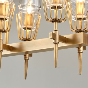 Nordic Simple Personality Glass Iron Long Restaurant Kandelare Km2145