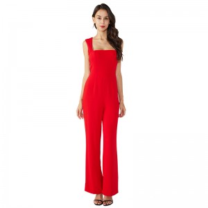 Röd Casual Ärmlös Long Ladies Jumpsuit för kvinnor