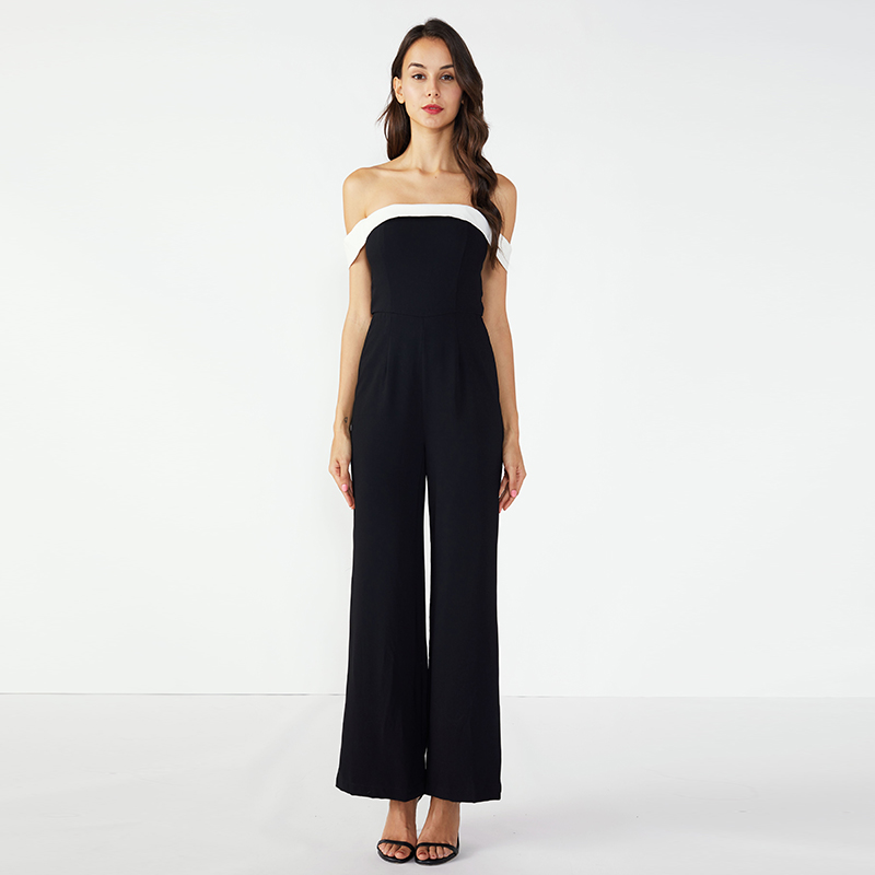 Sexiga Kvinnor Backless Färg Svart Ärmlös Jumpsuit