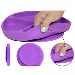 Mjuka Anti Skid Silicone Round Delade Baby Dinner Plates