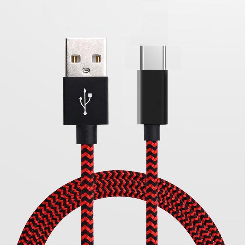 Tpye -C till USB Stripe Nylon briaded datakabel