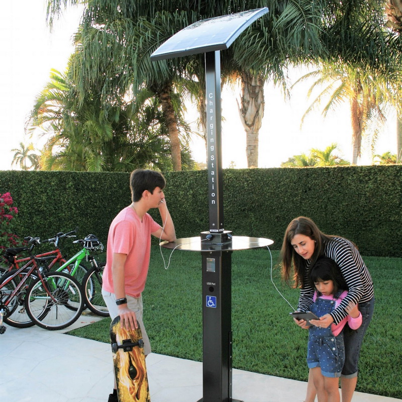 Solar Power Outdoor Intelligent Reklam Mobiltelefon Laddningsstation för Mobil