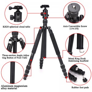 Diat AM294A KH20 Bärbar Aluminium Alloy Kamera Videokamera Stativ Flexibel Resor Digitalkamera Stativ