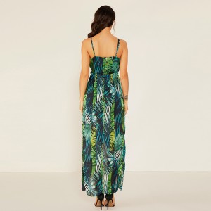 Dammode Sommardesign Het Sexig Casual Blommigt tryck Modest Maxi Dress Material Tyg