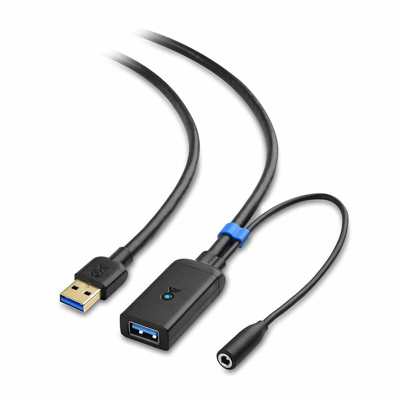 USB 3.0 förlängningskabel En manlig till en kvinnlig signalförstärkare Repeterarkabel med 5V / 2A nätadapter