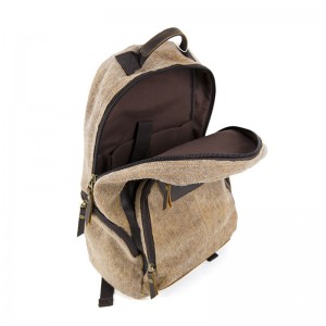 Delat läder med kanvas dator väska, avslappnad affär laptop ryggsäck 19SC-7747D