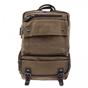 17SC-6571M Välkommen OEM 15 års fabriks miljövänlig slitstark 15,6-17,3 tum Stor, rymlig man anpassad ryggsäck vintage canvas