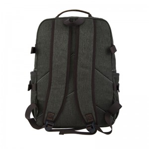 18SC-6891D Army Green Durabel Canvas Äkta läder Ryggsäck Business Laptop Bagpack Äkta Travel Pack