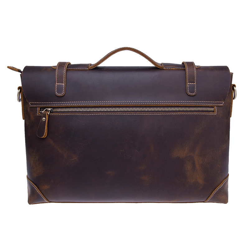 18SG-7296F Högkvalitativ äkta ko leather läder handväska business messenger väska