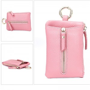 Anpassad PU Leatehr-myntväska med sex nyckelkrokar