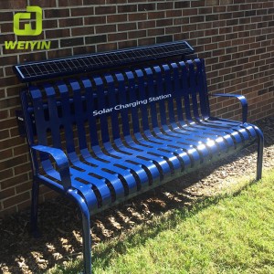 Solar Power mobiltelefon laddare metallbänk för utomhus park