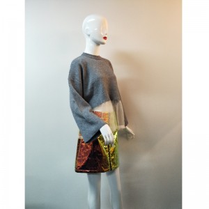 GRAY LACE HEM SWEATER RLWS0073F