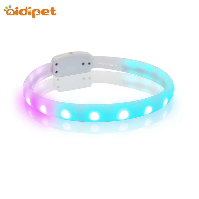 Promotional Colorful USB Rechargeable Blinkande Silikon LED Dog Collar