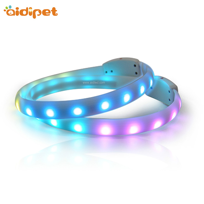 Promotional Colorful USB Rechargeable Blinkande Silikon LED Dog Collar