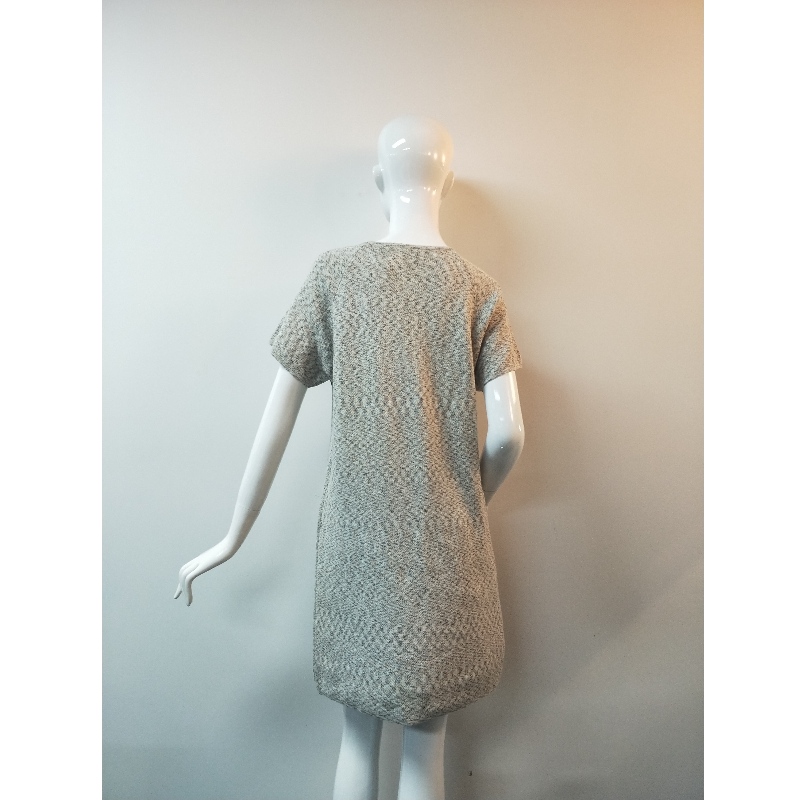 GRAY SHORT-SLEEVE LONGLINE SWEATER RLWS0086F