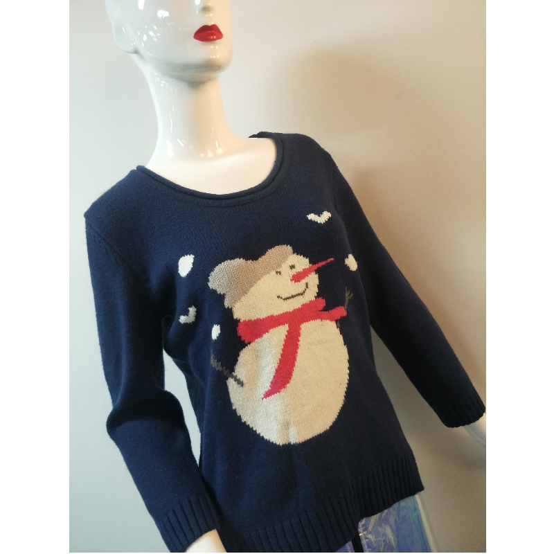 NAVY CARTOON PRINT SLIT-SIDE SWEATER RLWS0088F