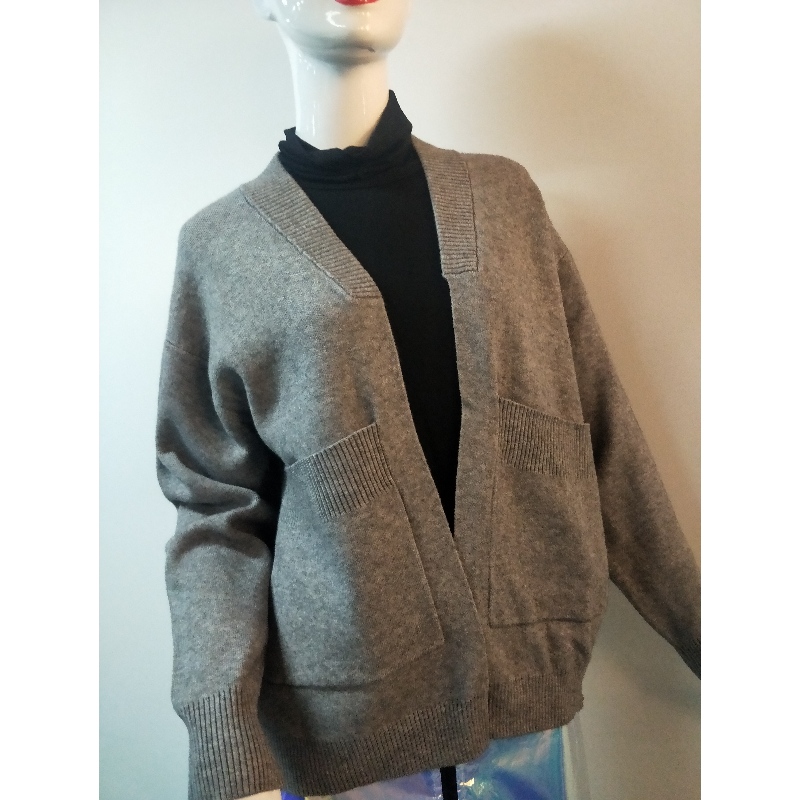 GRAY CARDIGAN SWEATER RLWS0090F