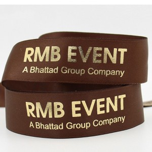 anpassade färgglada logotryckning präglad folie tryckt svart satinband