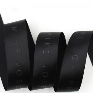 anpassade färgglada logotryckning präglad folie tryckt svart satinband