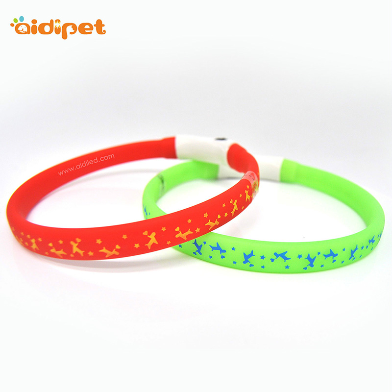 Promotional Colorful Usb Uppladdningsbara Blinkande Silikon Led Dog Collar Remote Control Vattentät Pet Collar And Leashes