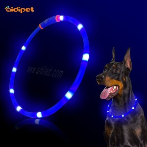 Hund Blinkande Led Collar Soft TPR Material USB Uppladdningsbar Super Bright Led Dog Collar Skär till olika storlek för att passa valpar
