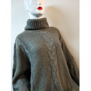 GRAY HÖG HALSKABEL KNIT SWEATER RLWS0132F