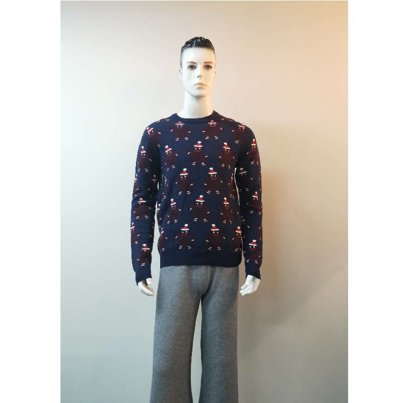 NAVY CARTOON PRINT SWEATER RLMS0053F