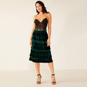 Högkvalitativ djup V kvinnor Damer Casual Sexig Chiffong Ruffle Camisole