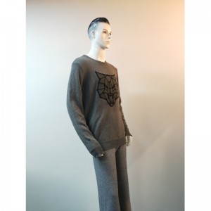 GRÅ WOLF-PRINT SWEATER RLMS0057F