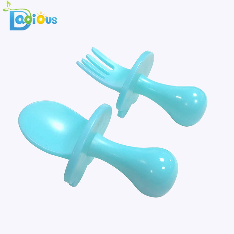 Amazon Hot Selling Babyutensils Safe Self Feeding Spoon and Fork First Spoon and Fork Set for Toddler