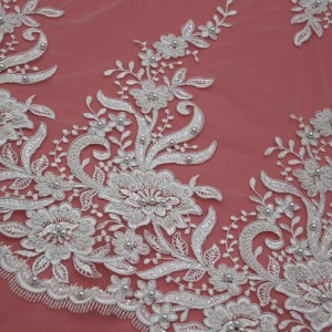 MF510CGB 135 CM Paljettbroderad Brudklänning Bröllop Dekorativ sömnad Spets Applikation Trim Craft För plaggtillbehör