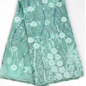 Spetsar med blommor med paljetter Hög kvalitet afrikanska franska spetsstyg för bröllopsfest Broderi netto spets tyg