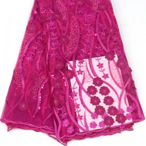 Spetsar med blommor med paljetter Hög kvalitet afrikanska franska spetsstyg för bröllopsfest Broderi netto spets tyg