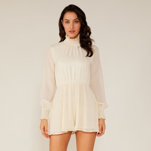 Sommar Dam Mode Chiffong Halter Vit spets kort klänning