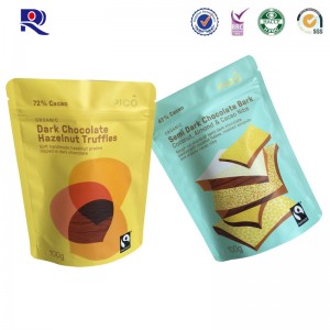 Aluminiumfolie stå upp påse med blixtlås för choklad eller annan livsmedelsförpackning 100g 250g 500g etc.