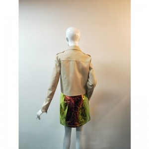 KHAKI LÄDER BIKERJACKA RLWPJ0026N