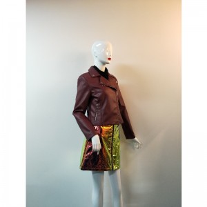 BURGUNDY PU BIKERJACKA RLWPJ0027N