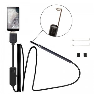 2 i 1 Borescope Inspection Ear Wax Remover Tool 720P Vattentät kamera med 6 justerbar LED kompatibel med Android och iOS