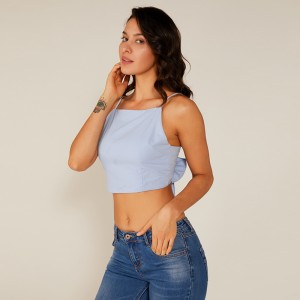 Högkvalitets fabrik Oem / Dom Halter Neck Bow-Knuse Bluse Sexig Camisole-tank Top