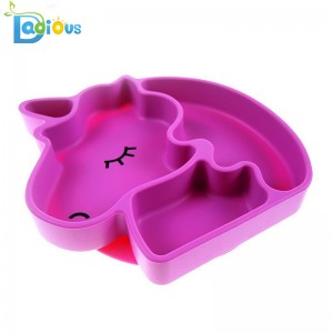 FDA Silicone Grip Dish Sugplatta Delad småbarnsplatta BPA Free Silicone Baby Plate