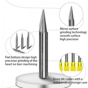 Graveringsbitar, 2 flöjter Rak CNC V-bit 1/4 tum skaftmarkering Konisk graveringsvägsverktyg för stål Messing MDF trä