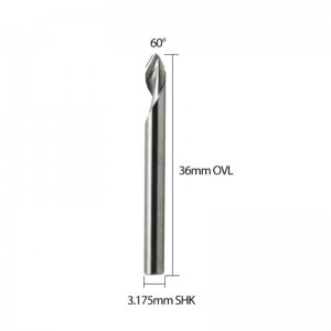 Spiral 60 grader V groove Graveringsverktyg platt botten CNC router bitar 1/8 tum skaft för aluminium MDF hårt trä koppar 5 ST