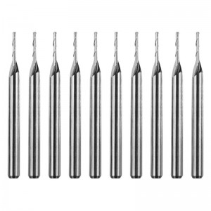 Karbidfräsbitar, dubbla flöjter Spiralkarbid platt nässlutkvarn CNC-router Bit 1mm skärning Dia.