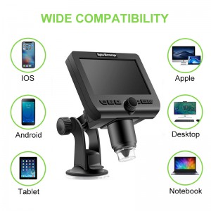 Trådlöst digitalt mikroskop 1000X-förstoringar med 4,3-tums skärm 8 LED-lampor för iPhone Android Windows Kids-studenter och vuxna satser