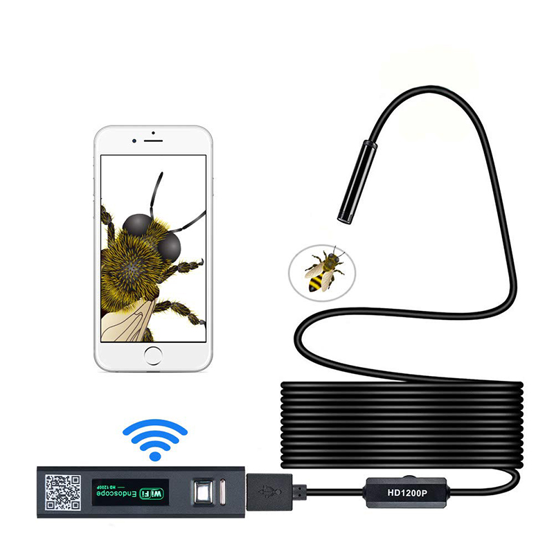 Trådlöst endoskop 2,0 megapixlar HD WiFi Borescope USB-gränssnitt vattentät inspektion Orm Camerafor Android, iOS och Windows, iPhone, Samsung, Tablet, Mac