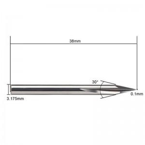 Metallgraveringsbit, EnPoint 30-graders V-bit hårdmetall Tuff spets Cone-form CNC-gravyrbit med 2-flöjts Striaght-spår 1/8 \